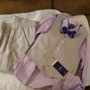 IZOD Boys NWT 4 Piece Tan Lavender Pant Set  SZ 7